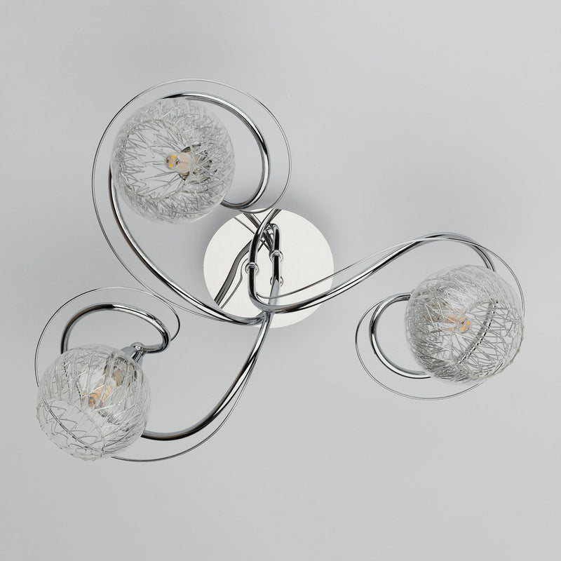 Load image into Gallery viewer, Dar Lighting REH0350 Rehan 3 Light Semi Flush Decorative Glass Polished Chrome Frame - 24817
