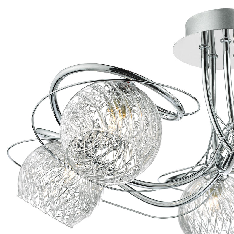 Load image into Gallery viewer, Dar Lighting REH0550 Rehan 5 Light Semi Flush Decorative Glass Polished Chrome Frame - 24818
