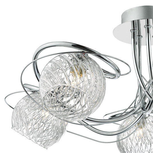Dar Lighting REH0550 Rehan 5 Light Semi Flush Decorative Glass Polished Chrome Frame - 24818