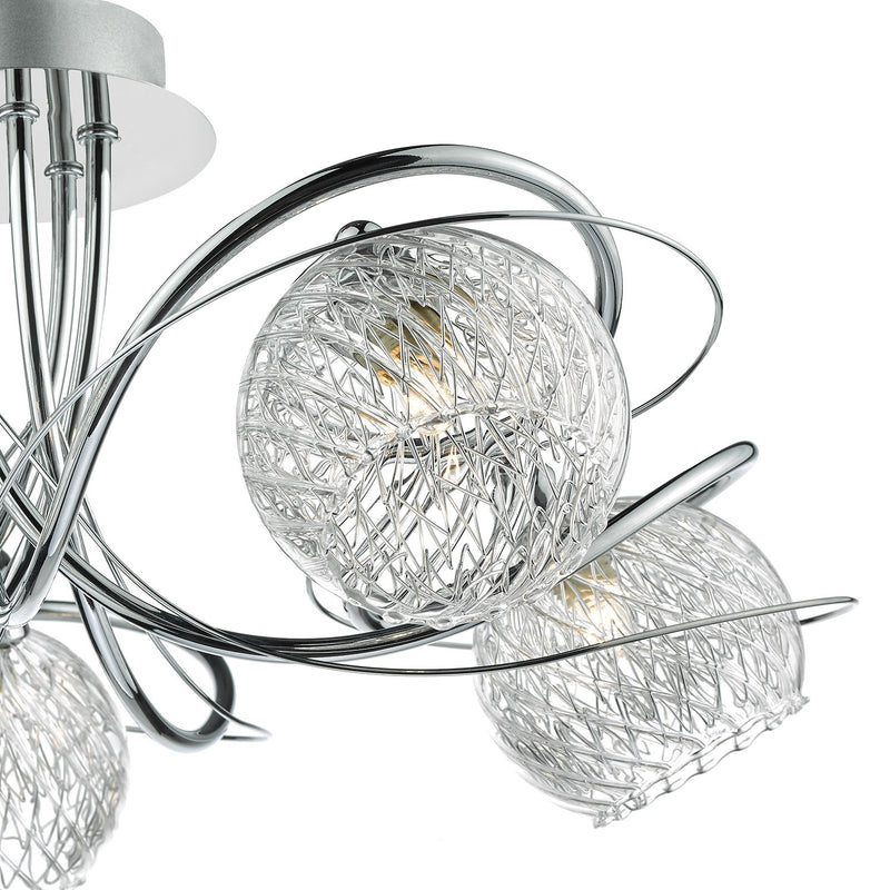 Load image into Gallery viewer, Dar Lighting REH0550 Rehan 5 Light Semi Flush Decorative Glass Polished Chrome Frame - 24818
