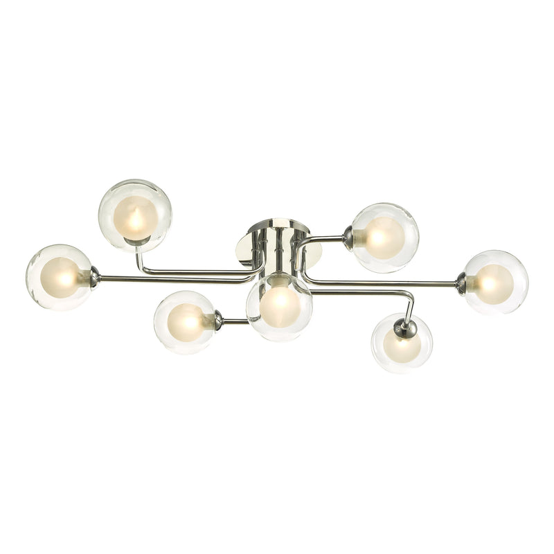 Load image into Gallery viewer, Dar Lighting REY3450-04 Reyna 7 Light Semi Flush Polished Chrome With Clear/Opal Glass - 37184
