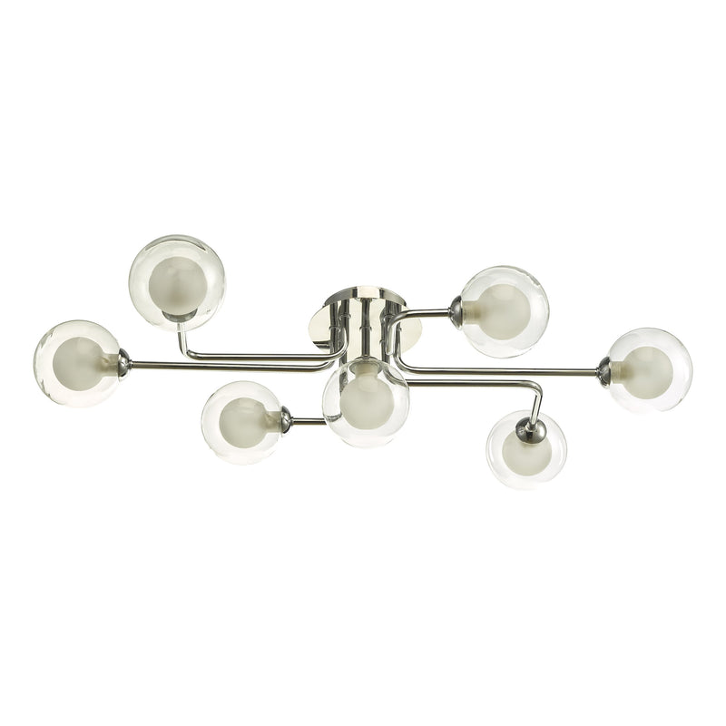 Load image into Gallery viewer, Dar Lighting REY3450-04 Reyna 7 Light Semi Flush Polished Chrome With Clear/Opal Glass - 37184

