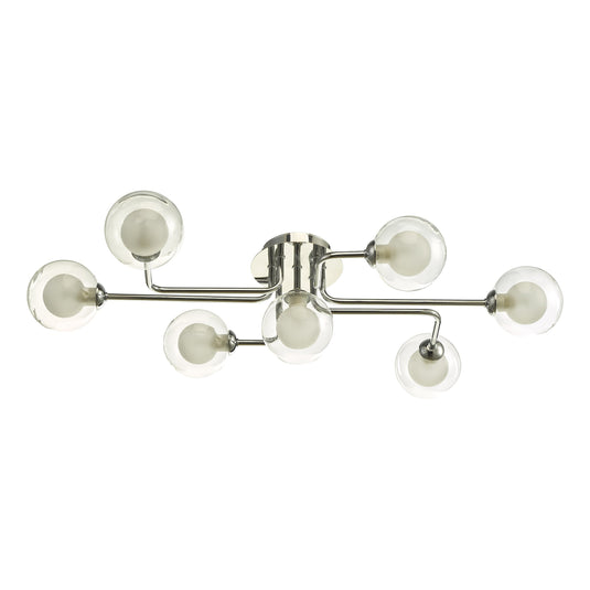 Dar Lighting REY3450-04 Reyna 7 Light Semi Flush Polished Chrome With Clear/Opal Glass - 37184
