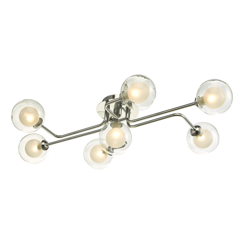 Load image into Gallery viewer, Dar Lighting REY3450-04 Reyna 7 Light Semi Flush Polished Chrome With Clear/Opal Glass - 37184
