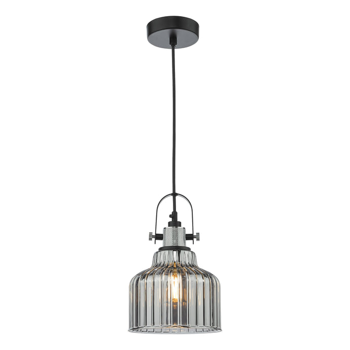 Dar Lighting RHO0110 Rhode Single Pendant Polished Chrome Smoked Glass - 37003