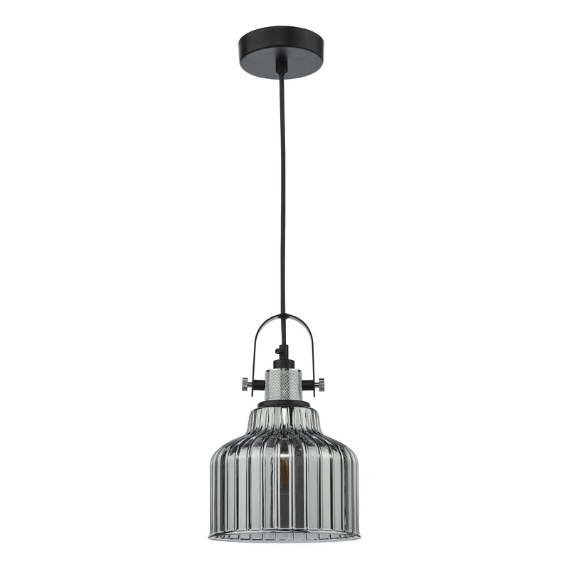 Load image into Gallery viewer, Dar Lighting RHO0110 Rhode Single Pendant Polished Chrome Smoked Glass - 37003
