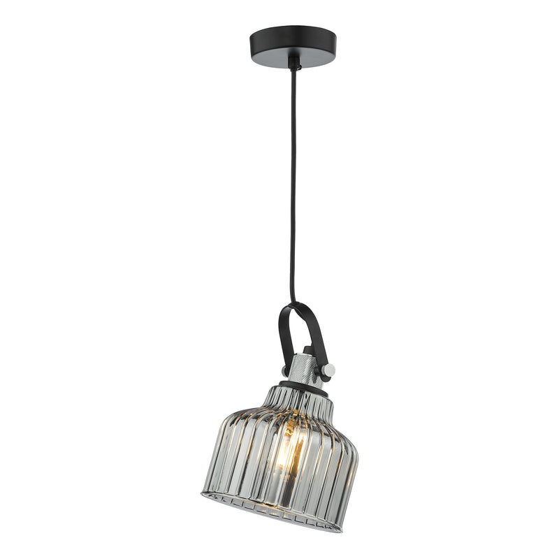 Load image into Gallery viewer, Dar Lighting RHO0110 Rhode Single Pendant Polished Chrome Smoked Glass - 37003
