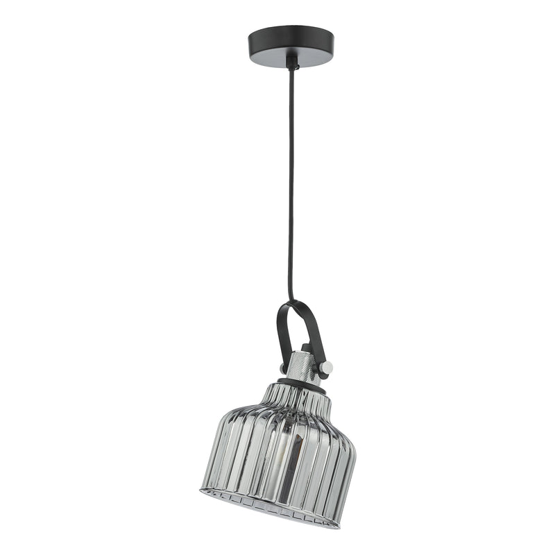 Load image into Gallery viewer, Dar Lighting RHO0110 Rhode Single Pendant Polished Chrome Smoked Glass - 37003
