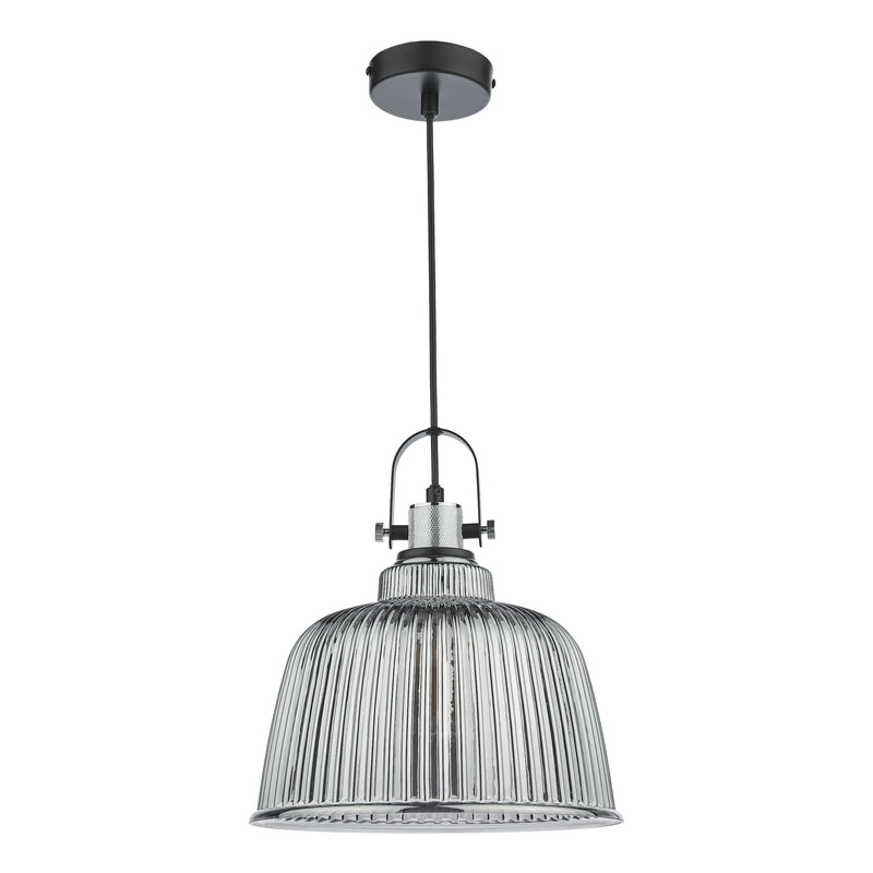 Load image into Gallery viewer, Dar Lighting RHO8610 Rhode Single Large Pendant Polished Chrome Smoked Glass - 37005
