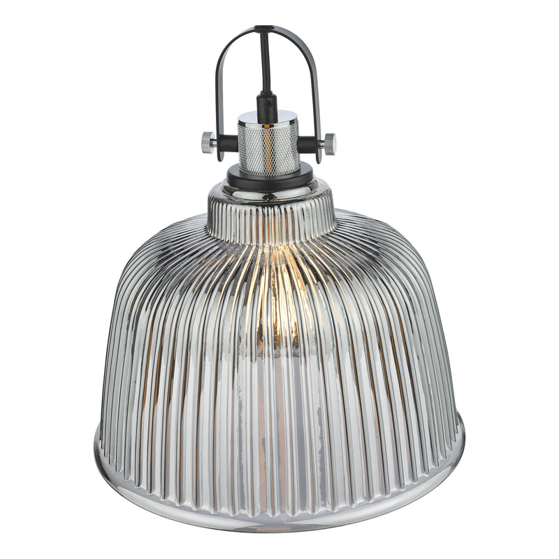 Load image into Gallery viewer, Dar Lighting RHO8610 Rhode Single Large Pendant Polished Chrome Smoked Glass - 37005
