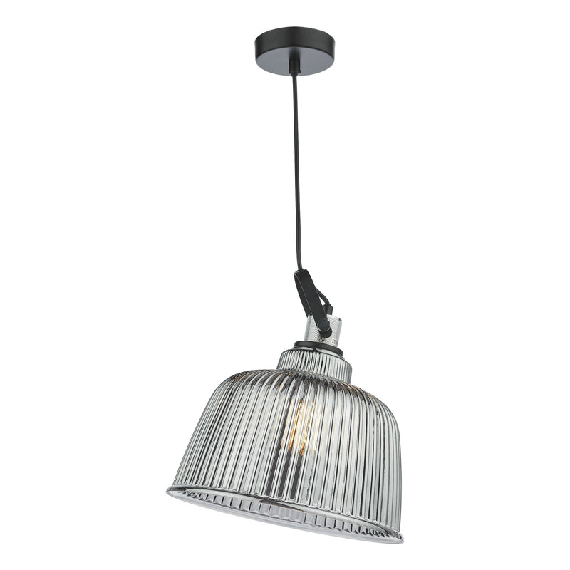Load image into Gallery viewer, Dar Lighting RHO8610 Rhode Single Large Pendant Polished Chrome Smoked Glass - 37005
