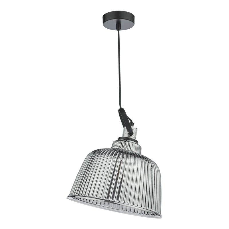 Load image into Gallery viewer, Dar Lighting RHO8610 Rhode Single Large Pendant Polished Chrome Smoked Glass - 37005
