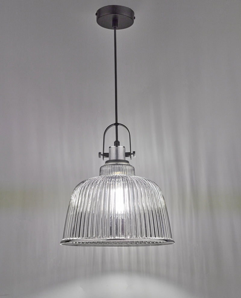 Load image into Gallery viewer, Dar Lighting RHO8610 Rhode Single Large Pendant Polished Chrome Smoked Glass - 37005
