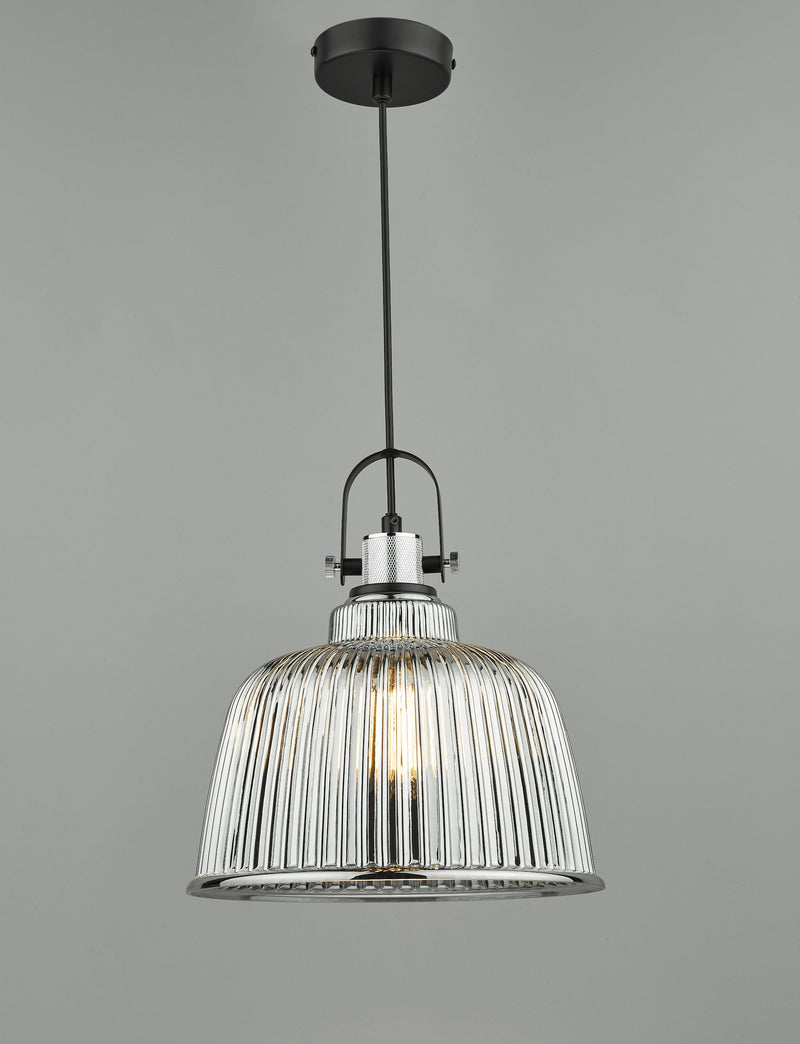 Load image into Gallery viewer, Dar Lighting RHO8610 Rhode Single Large Pendant Polished Chrome Smoked Glass - 37005
