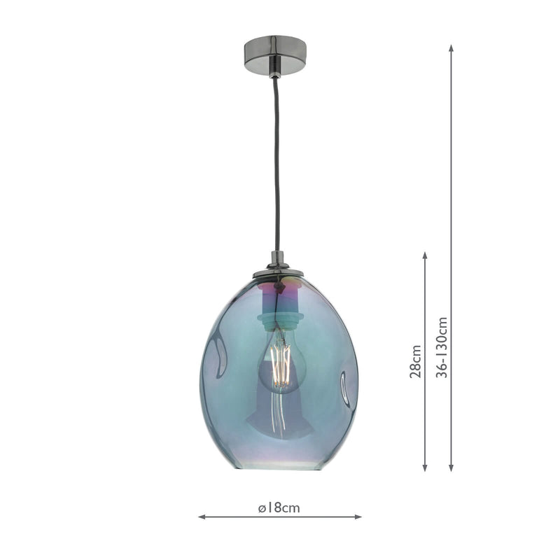 Load image into Gallery viewer, Dar Lighting ROG0155 Rogan 1lt Pendant Black &amp; Iridised Glass - 22599
