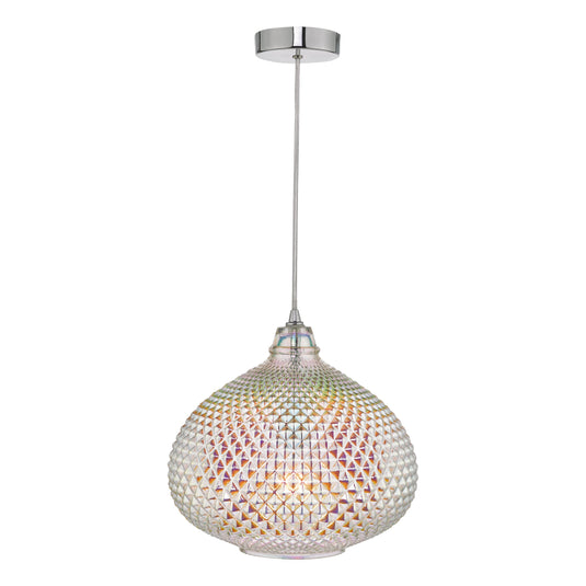 Dar Lighting ROI0155 Roisin Pendant Glass & Polished Chrome - 23871