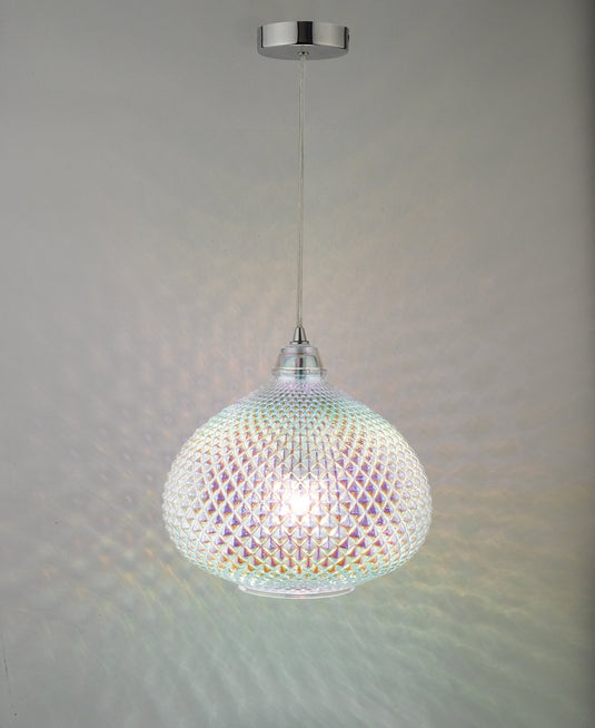 Dar Lighting ROI0155 Roisin Pendant Glass & Polished Chrome - 23871