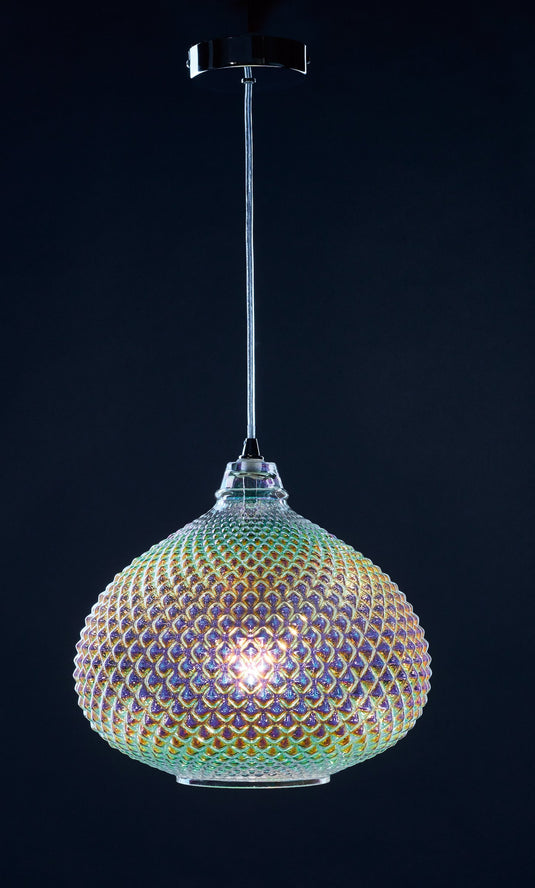 Dar Lighting ROI0155 Roisin Pendant Glass & Polished Chrome - 23871