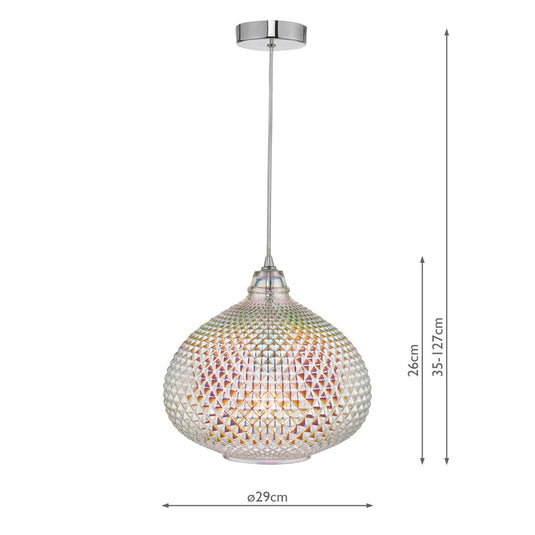 Dar Lighting ROI0155 Roisin Pendant Glass & Polished Chrome - 23871