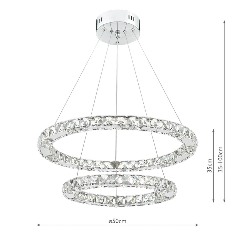 Load image into Gallery viewer, Dar Lighting ROM2550 Roma LED Pendant Crystal with Chrome Dimmable - 21736
