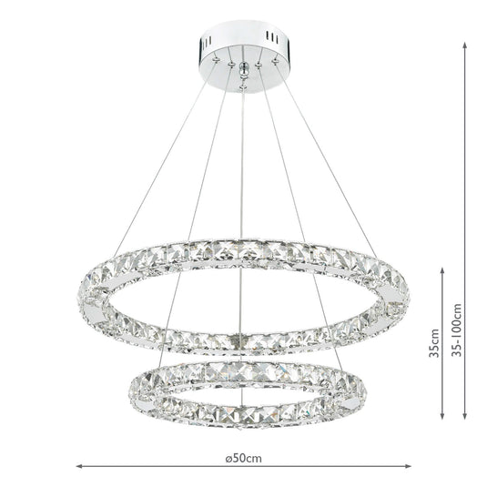 Dar Lighting ROM2550 Roma LED Pendant Crystal with Chrome Dimmable - 21736