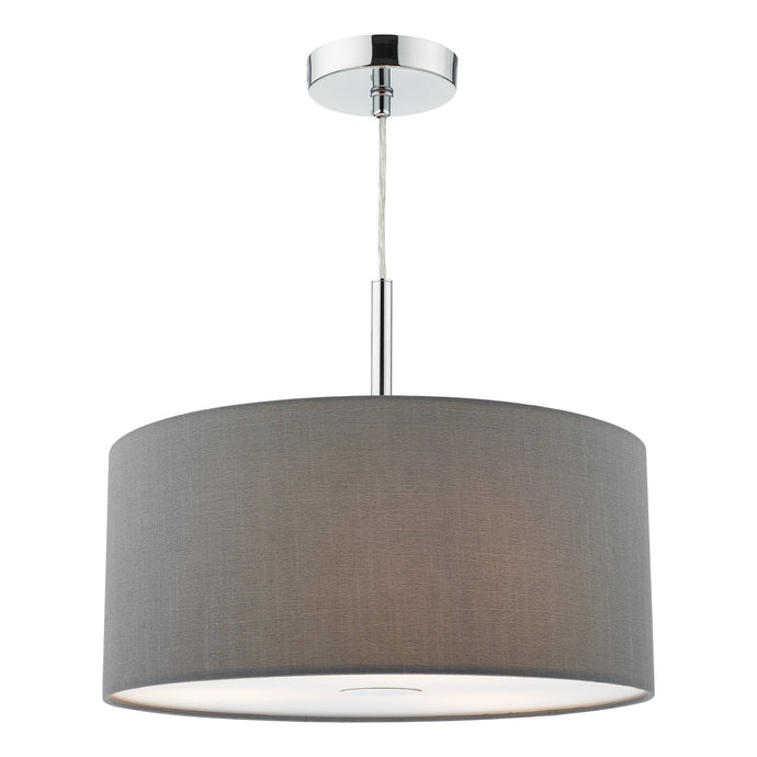 Dar Lighting RON1039 Ronda 40cm 3lt Pendant Slate Grey c/w Diffuser - 35347