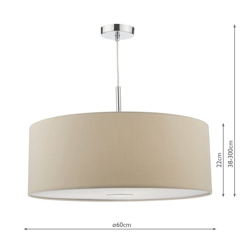 Load image into Gallery viewer, Dar Lighting RON1729 Ronda 60cm 3 Light Pendant Ecru c/w diffuser - 35349
