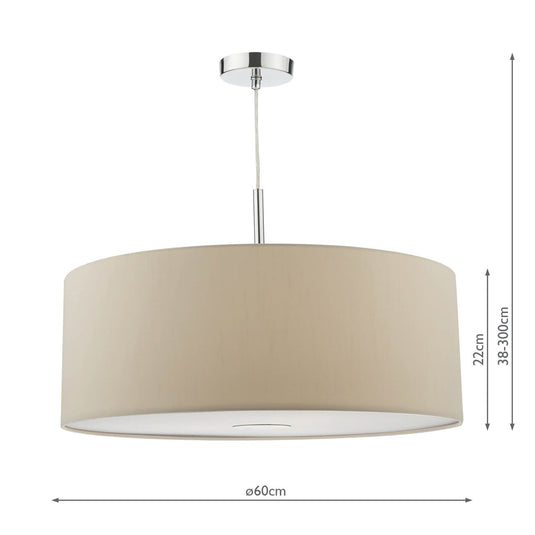 Dar Lighting RON1729 Ronda 60cm 3 Light Pendant Ecru c/w diffuser - 35349