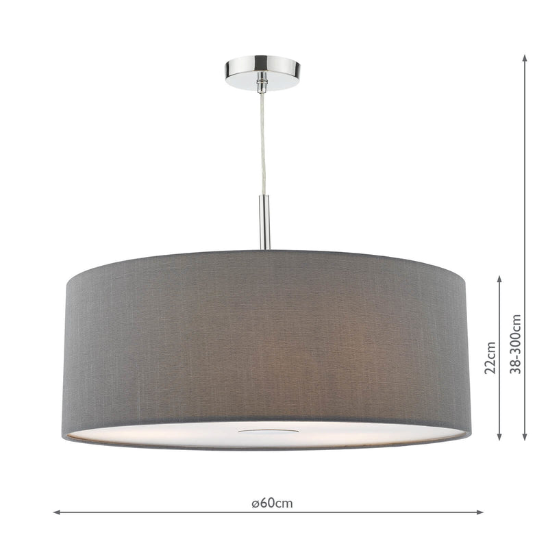 Load image into Gallery viewer, Dar Lighting RON1739 Ronda 60cm 3 Light Pendant Slate Grey c/w diffuser - 35350
