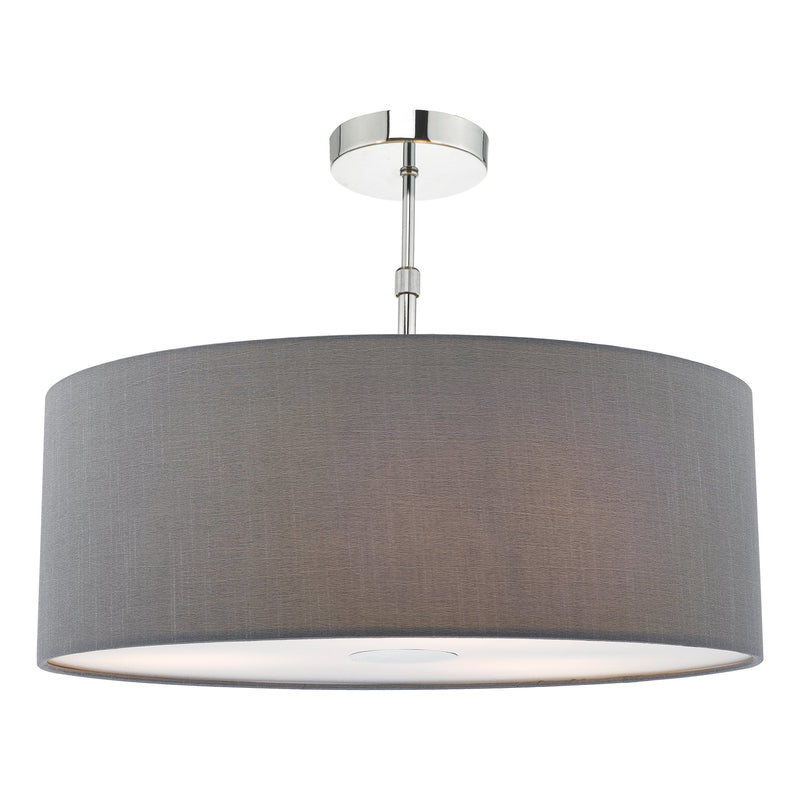 Load image into Gallery viewer, Dar Lighting RON8639 Ronda Faux Silk Easy Fit Drum Pendant Shade with Diffuser Slate Grey 60cm - 35357
