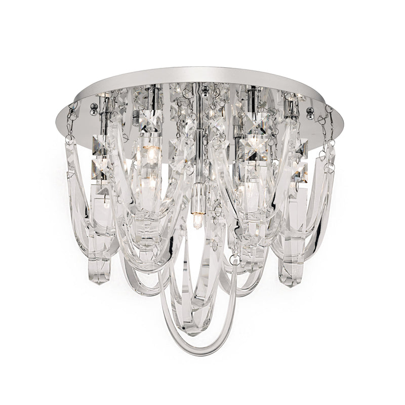 Load image into Gallery viewer, Dar Lighting ROX5050 Roxanne Crystal 7 Light Flush Ceiling Light Polished Chrome - 22605
