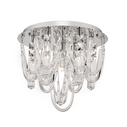 Dar Lighting ROX5050 Roxanne Crystal 7 Light Flush Ceiling Light Polished Chrome - 22605