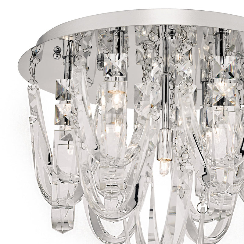 Load image into Gallery viewer, Dar Lighting ROX5050 Roxanne Crystal 7 Light Flush Ceiling Light Polished Chrome - 22605
