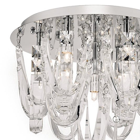 Dar Lighting ROX5050 Roxanne Crystal 7 Light Flush Ceiling Light Polished Chrome - 22605