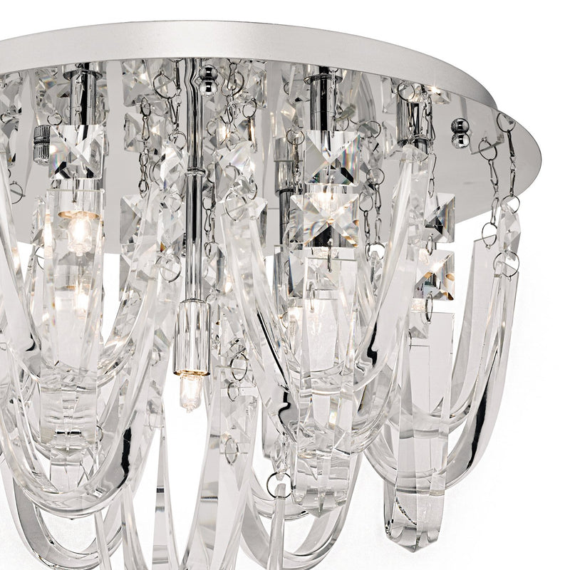 Load image into Gallery viewer, Dar Lighting ROX5050 Roxanne Crystal 7 Light Flush Ceiling Light Polished Chrome - 22605
