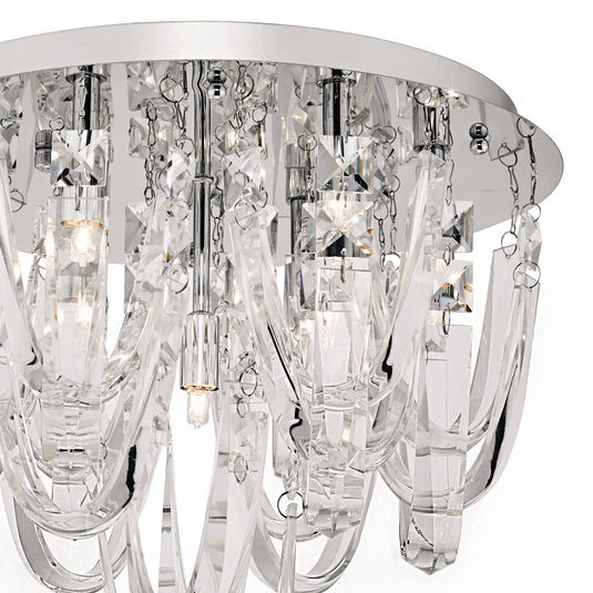 Dar Lighting ROX5050 Roxanne Crystal 7 Light Flush Ceiling Light Polished Chrome - 22605