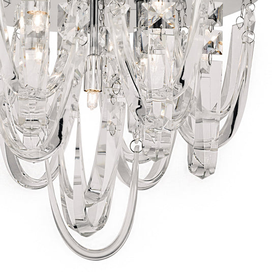 Dar Lighting ROX5050 Roxanne Crystal 7 Light Flush Ceiling Light Polished Chrome - 22605