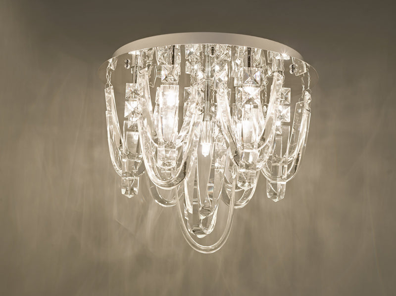 Load image into Gallery viewer, Dar Lighting ROX5050 Roxanne Crystal 7 Light Flush Ceiling Light Polished Chrome - 22605
