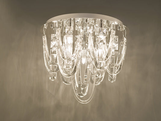 Dar Lighting ROX5050 Roxanne Crystal 7 Light Flush Ceiling Light Polished Chrome - 22605