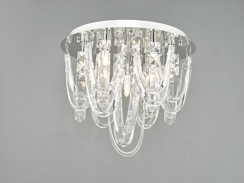 Load image into Gallery viewer, Dar Lighting ROX5050 Roxanne Crystal 7 Light Flush Ceiling Light Polished Chrome - 22605
