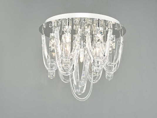 Dar Lighting ROX5050 Roxanne Crystal 7 Light Flush Ceiling Light Polished Chrome - 22605