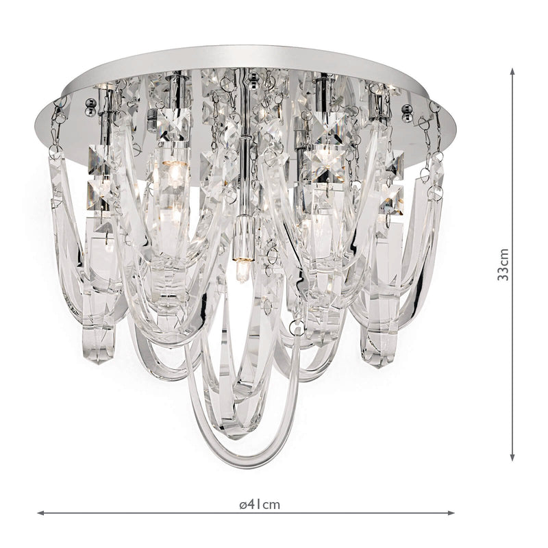 Load image into Gallery viewer, Dar Lighting ROX5050 Roxanne Crystal 7 Light Flush Ceiling Light Polished Chrome - 22605
