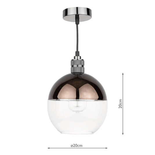 Dar Lighting RUE6563 Rue Easy Fit Pendant Glass Bronze and Clear - 35359