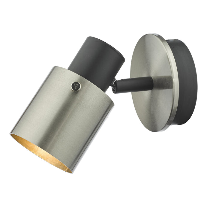 Dar Lighting RYA0738 Ryan 1 Light Single Spotlight Brushed Nickel Matt Black - 37006