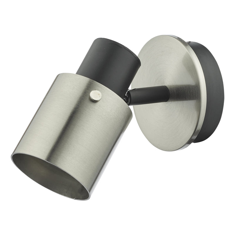 Load image into Gallery viewer, Dar Lighting RYA0738 Ryan 1 Light Single Spotlight Brushed Nickel Matt Black - 37006
