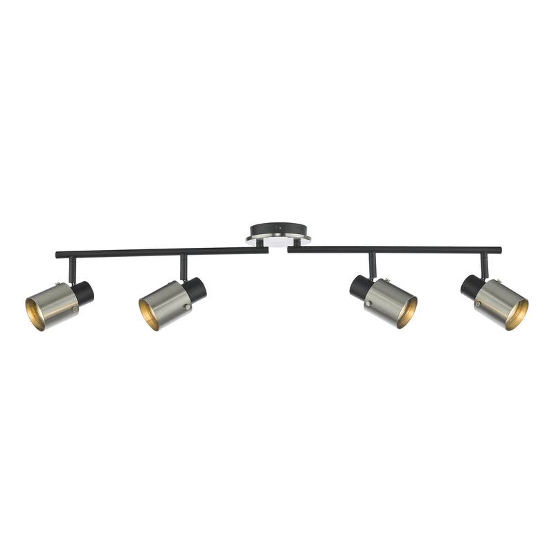 Load image into Gallery viewer, Dar Lighting RYA8438 Ryan 4 Light Bar Spotlight Brushed Nickel Matt Black - 37007
