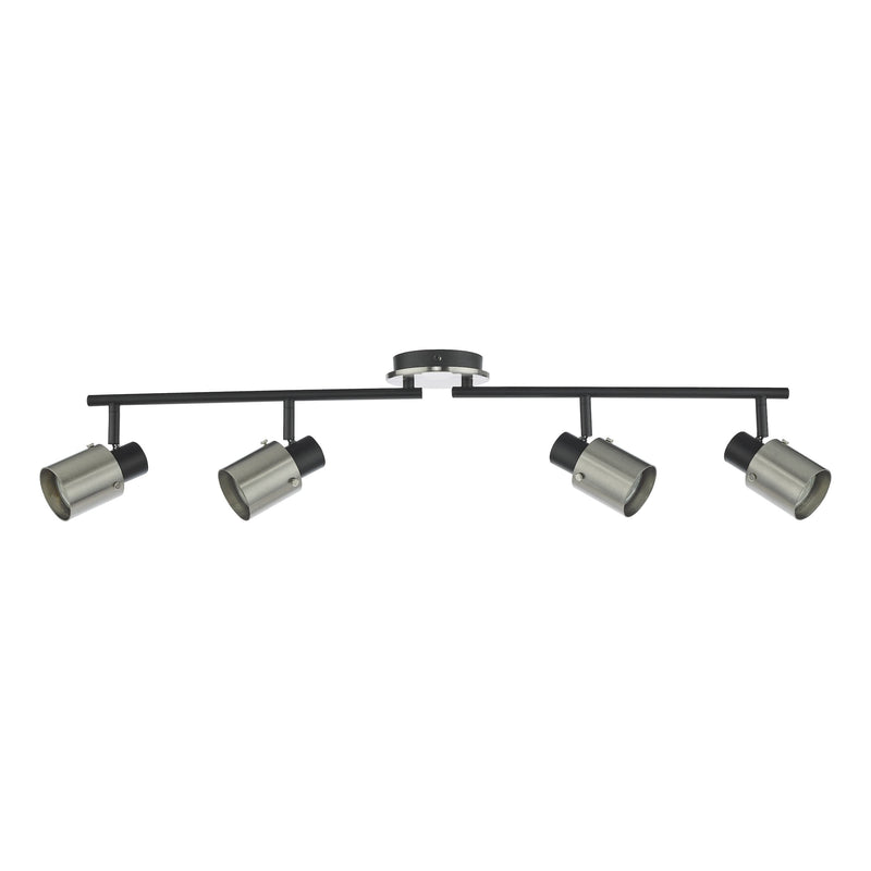 Load image into Gallery viewer, Dar Lighting RYA8438 Ryan 4 Light Bar Spotlight Brushed Nickel Matt Black - 37007
