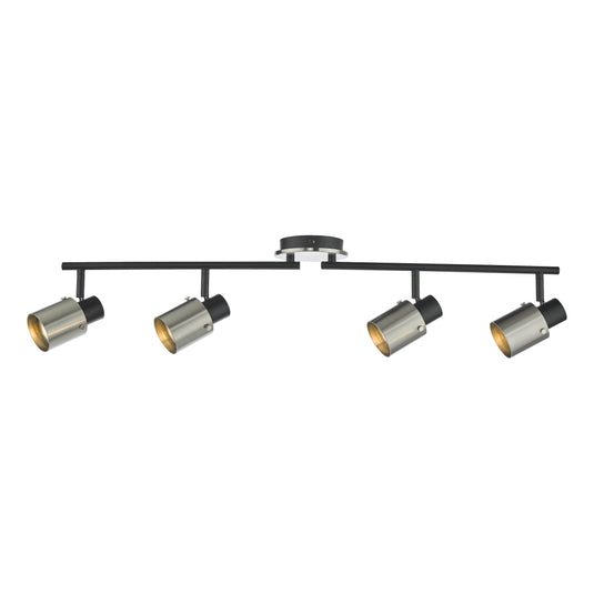 Dar Lighting RYA8438 Ryan 4 Light Bar Spotlight Brushed Nickel Matt Black - 37007