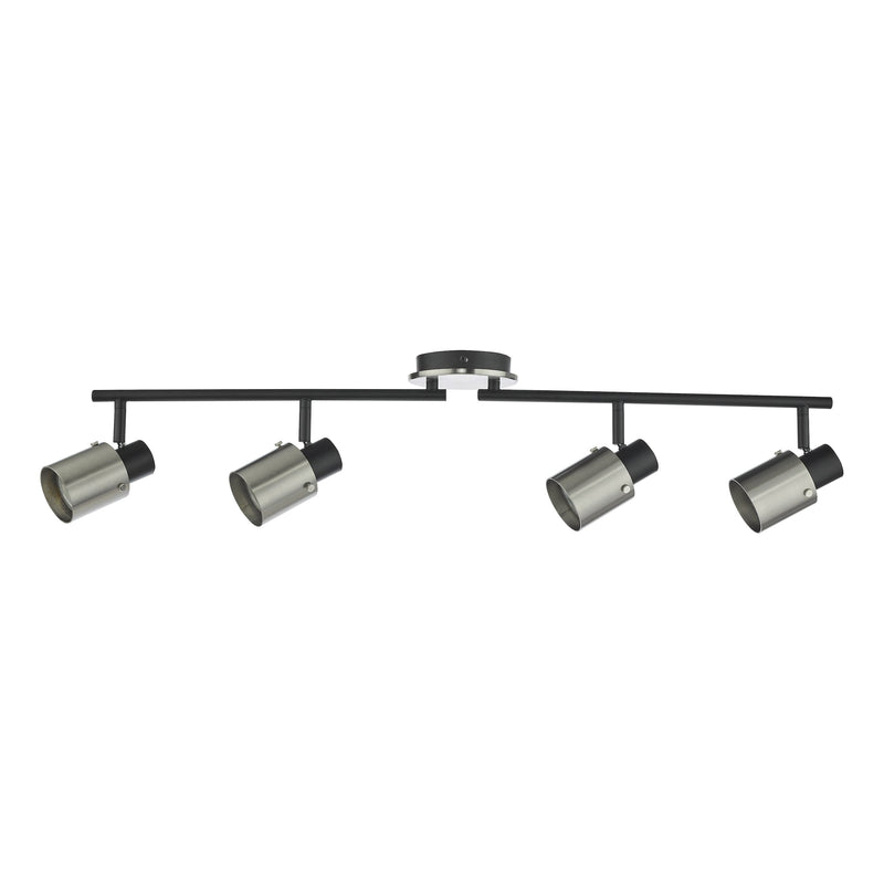 Load image into Gallery viewer, Dar Lighting RYA8438 Ryan 4 Light Bar Spotlight Brushed Nickel Matt Black - 37007
