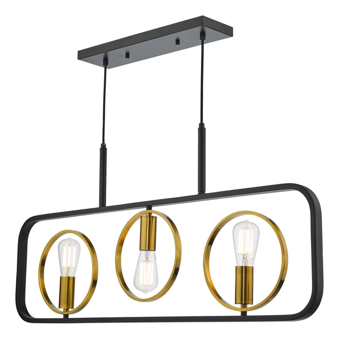 Dar Lighting RYO0354 Ryota 3 Light Bar Pendant Satin Black Antique Gold - 37008